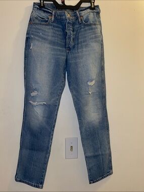 Lucky Brand Drew High Rise Mom Jean Distressed Blue Denim
